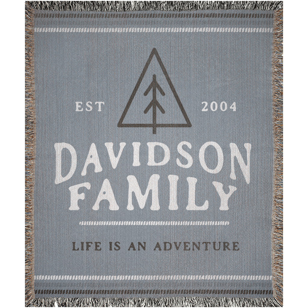 Personalized Family Pine Tree Woven Blanket