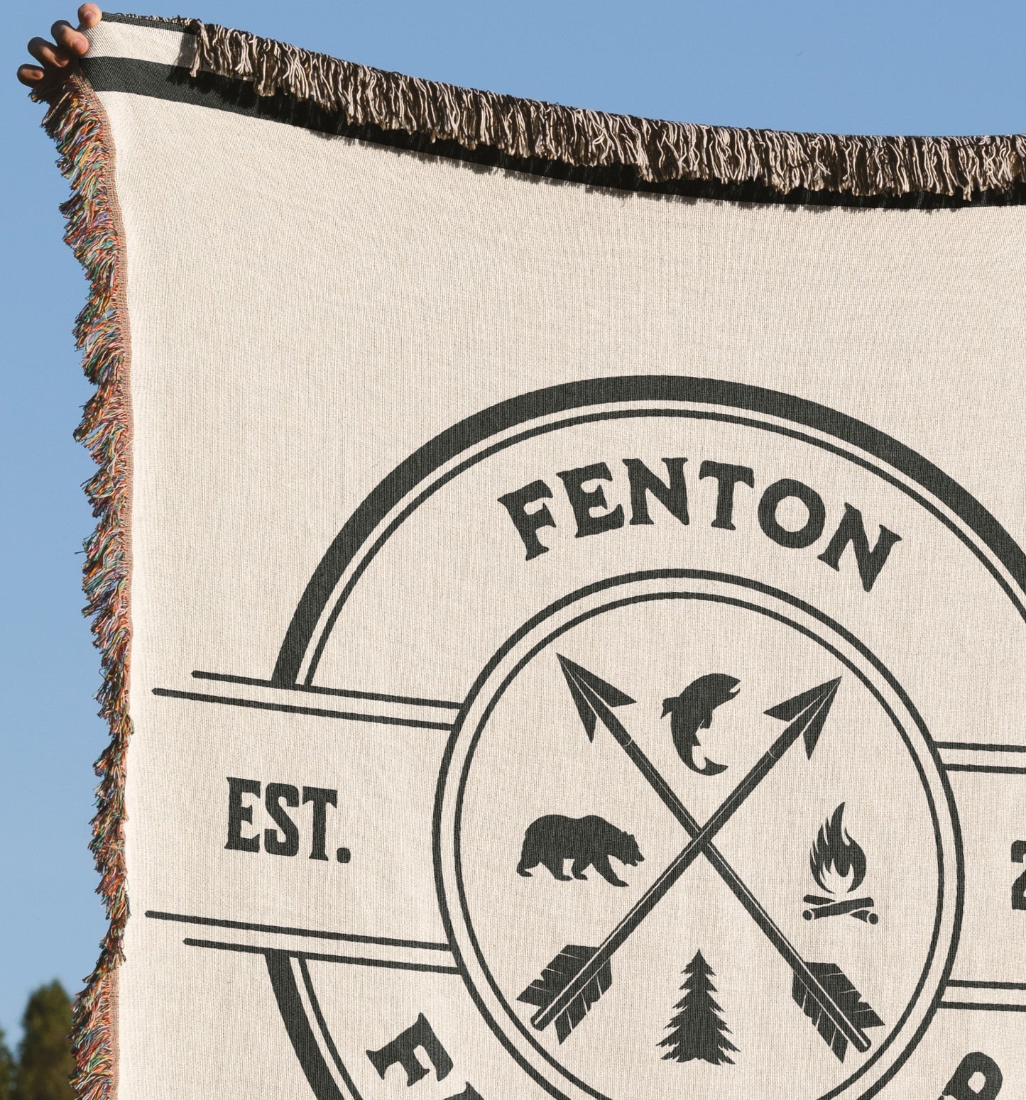 Personalized Family Camp Blanket- B&W