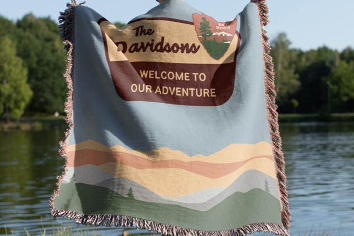 Personalized National Park Woven Family Adventure Blanket- Green Mountains