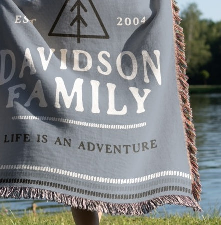 Personalized Family Pine Tree Woven Blanket