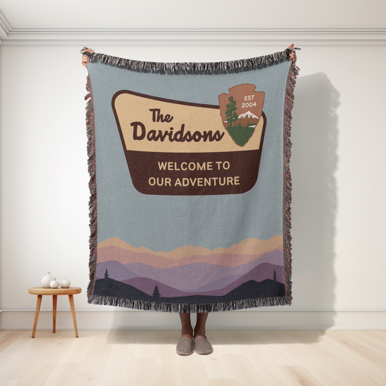 Personalized National Park Woven Family Adventure Blanket-Purple Mountains