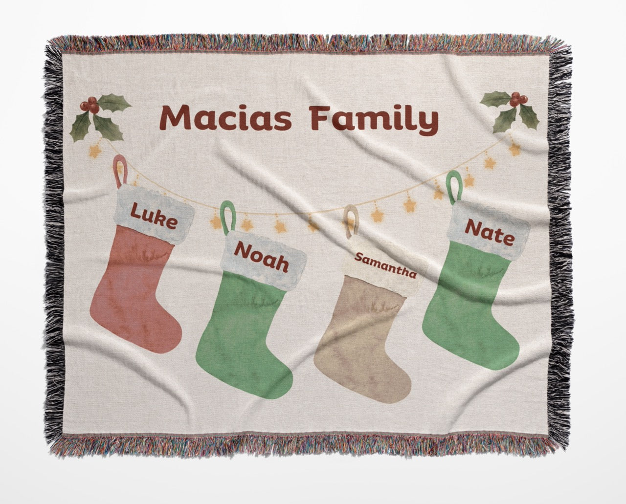 Personalized Christmas Stocking Blanket- Landscape