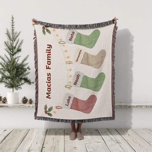 Personalized Christmas Stocking Blanket- Landscape